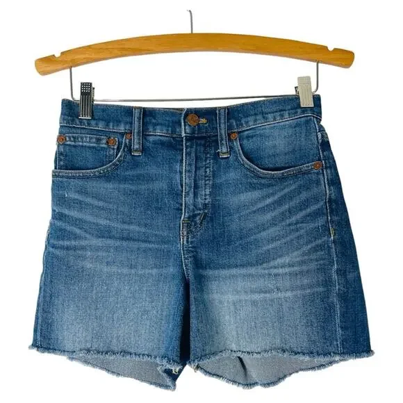 Madewell blue high rise denim stretch jean shorts 24 - Picture 1 of 3